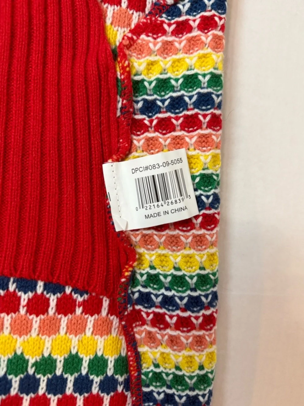Wondershop Dog Christmas Sweater Rainbow Knit Multicolor Red Edging